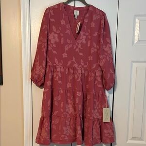 Joie Pink Bishop Sleeve V-Neck Sundress